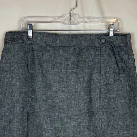 Banana Republic Black White Linen Blend Academia Office Skirt NWT Size 14 - Picture 2 of 13